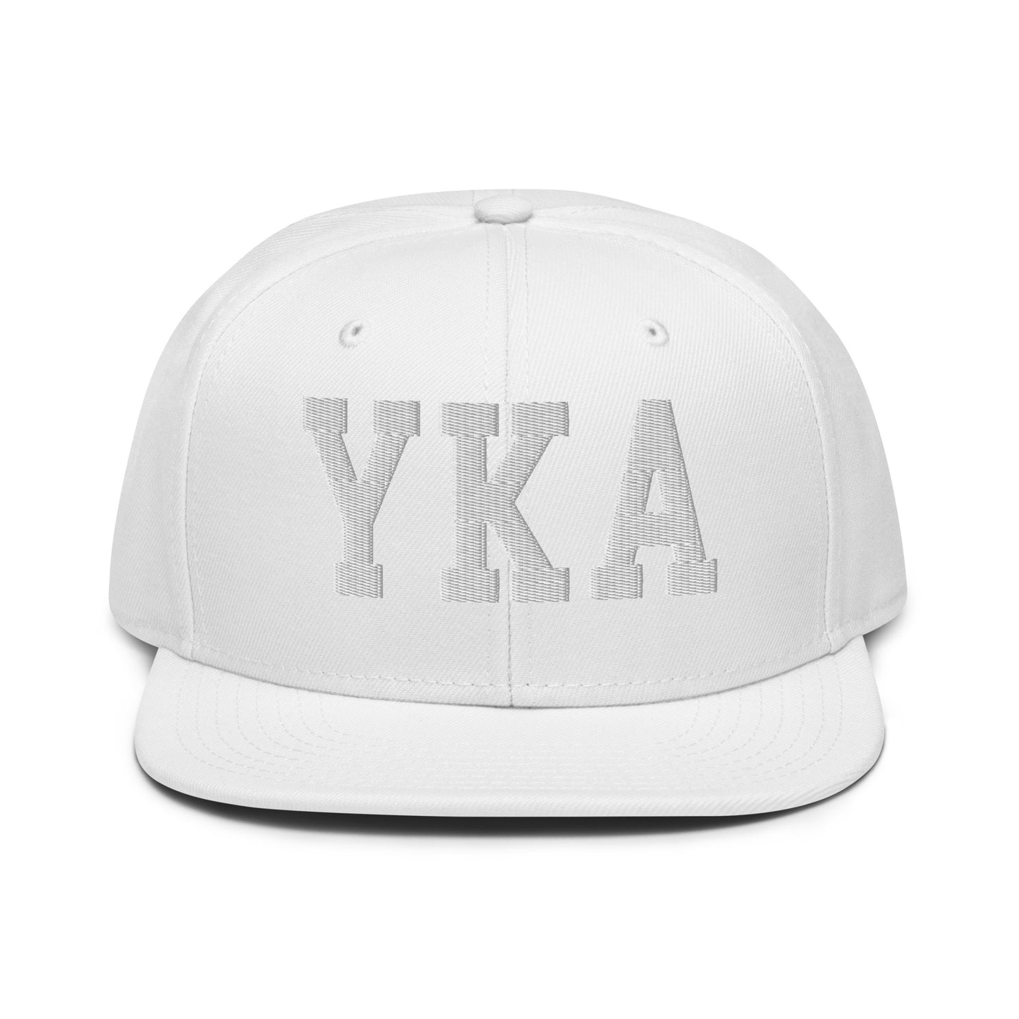 College-Style Wool-Blend Snapback Hat • White • YKA Kamloops • YHM Designs - Image 22