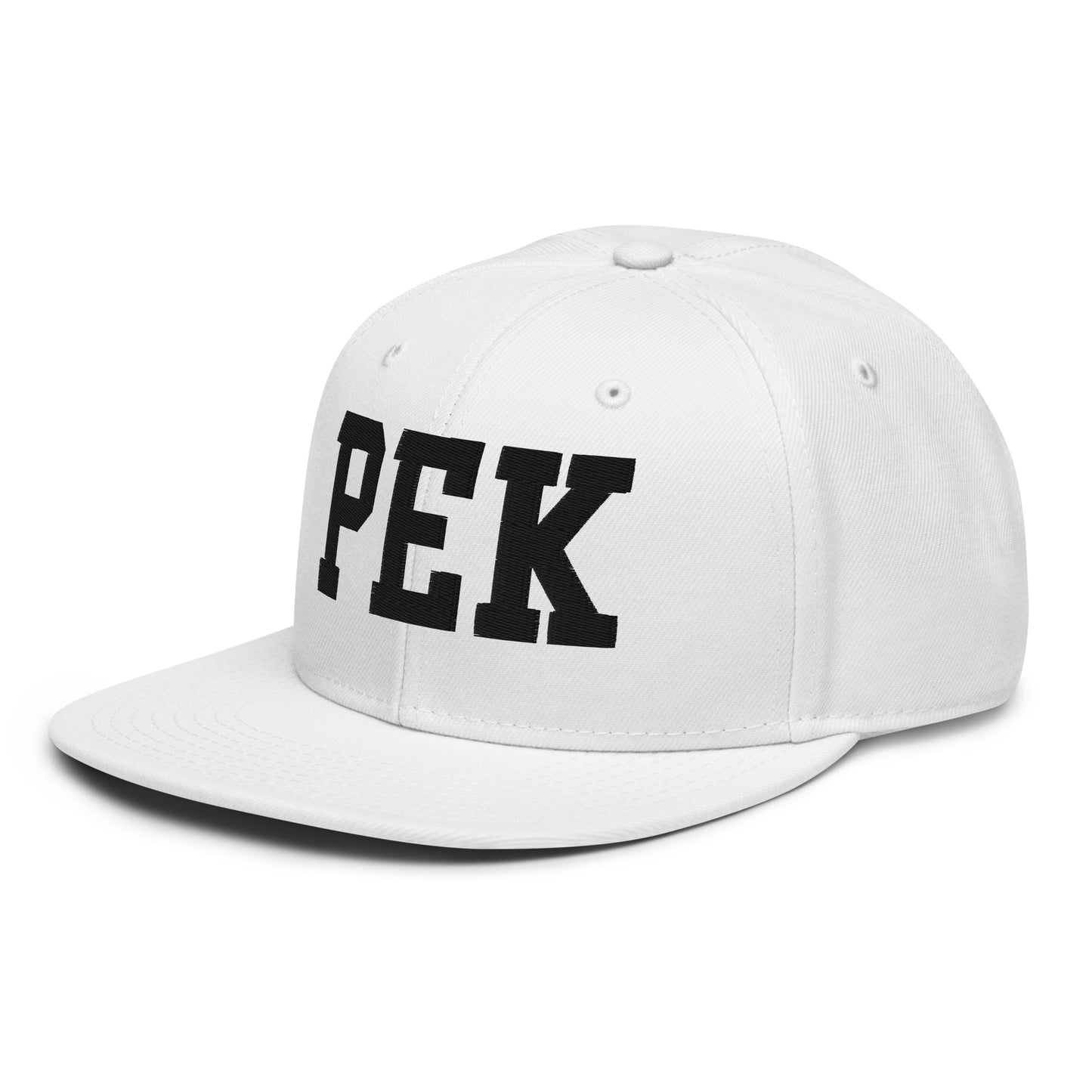 College-Style Wool-Blend Snapback Hat • Black • PEK Beijing • YHM Designs - Image 28