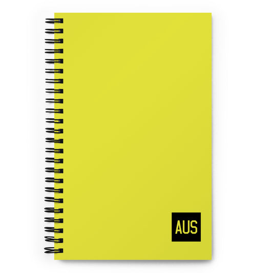 Aviation Gift Spiral Notebook - Yellow • AUS Austin • YHM Designs - Image 01