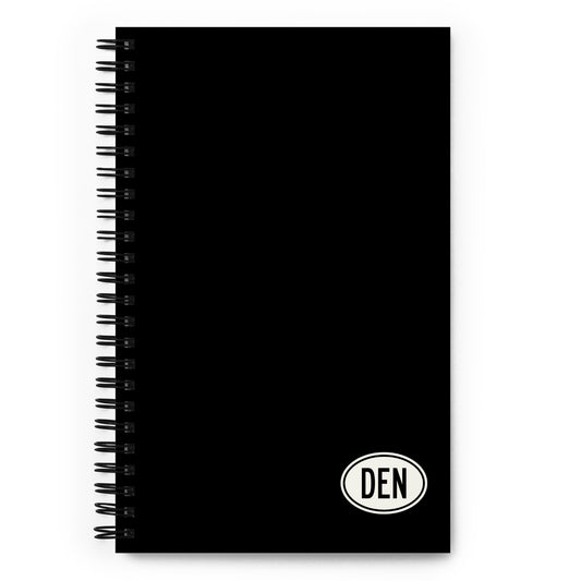 DEN Denver Spiral Notebook • Black with Oval Car Sticker Design • YHM Designs - Image 01
