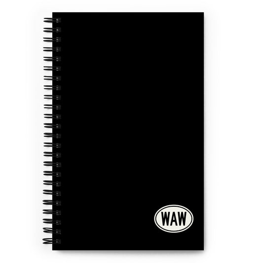 Unique Travel Gift Spiral Notebook - White Oval • WAW Warsaw • YHM Designs - Image 01