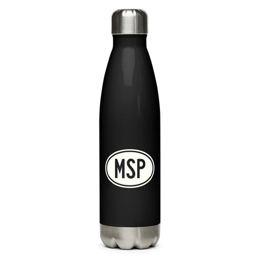 Unique Travel Gift Water Bottle - White Oval • MSP Minneapolis • YHM Designs - Image 01