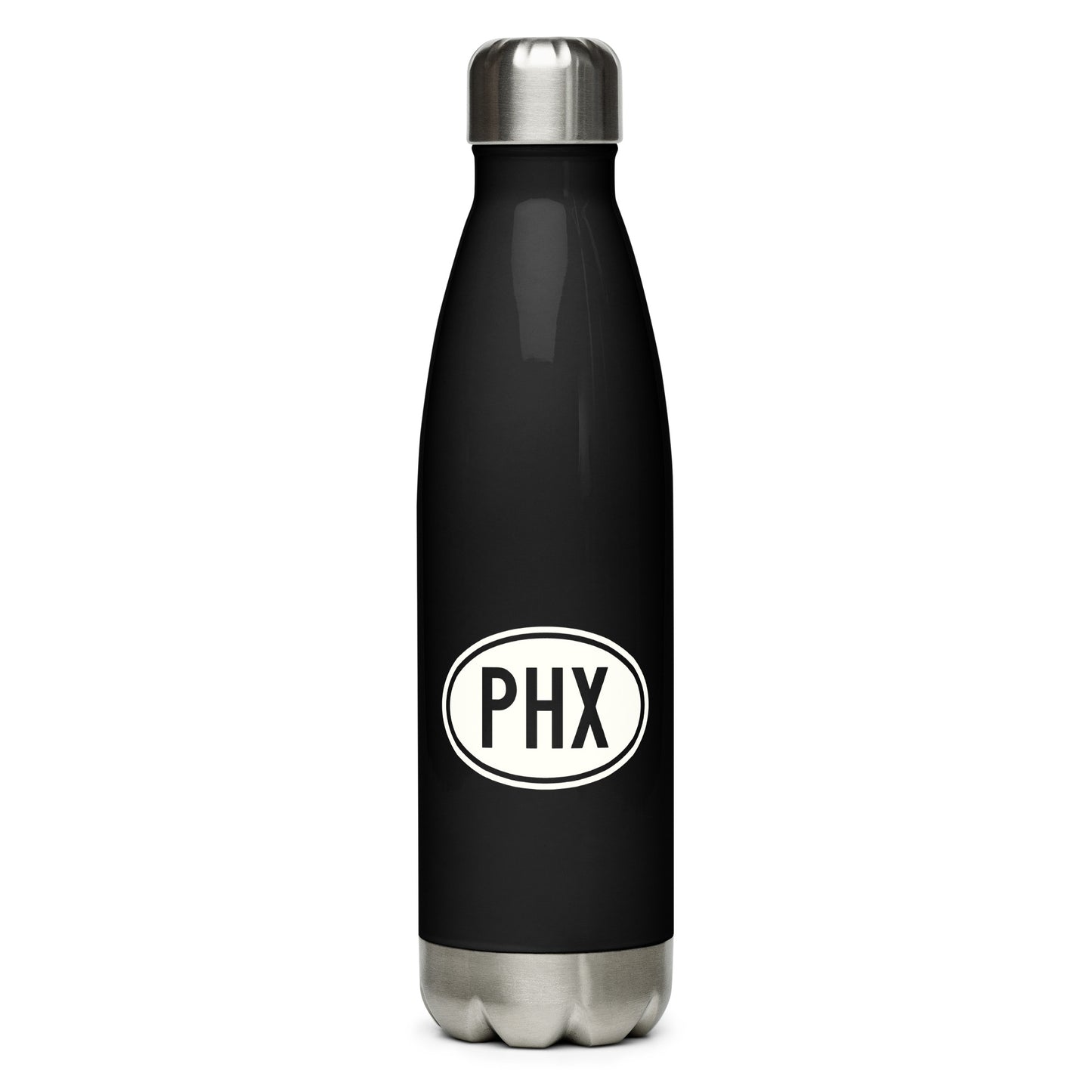 Unique Travel Gift Water Bottle - White Oval • PHX Phoenix Souvenir • YHM Designs - Image 01