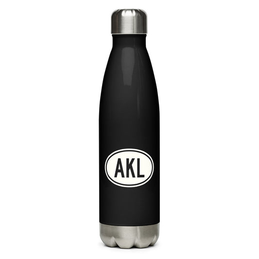 Unique Travel Gift Water Bottle - White Oval • AKL Auckland • YHM Designs - Image 01
