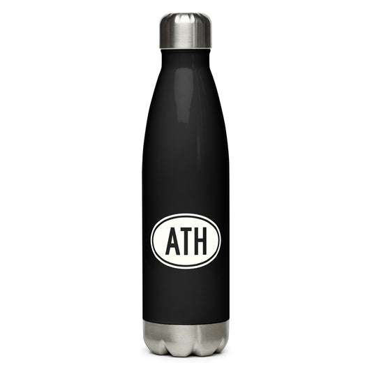 Unique Travel Gift Water Bottle - White Oval • ATH Athens • YHM Designs - Image 01