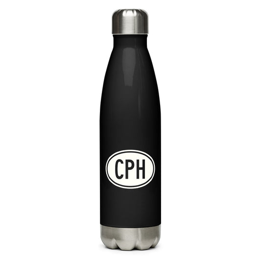 Unique Travel Gift Water Bottle - White Oval • CPH Copenhagen • YHM Designs - Image 01