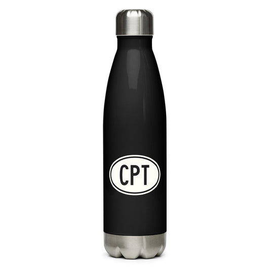 Unique Travel Gift Water Bottle - White Oval • CPT Cape Town • YHM Designs - Image 01