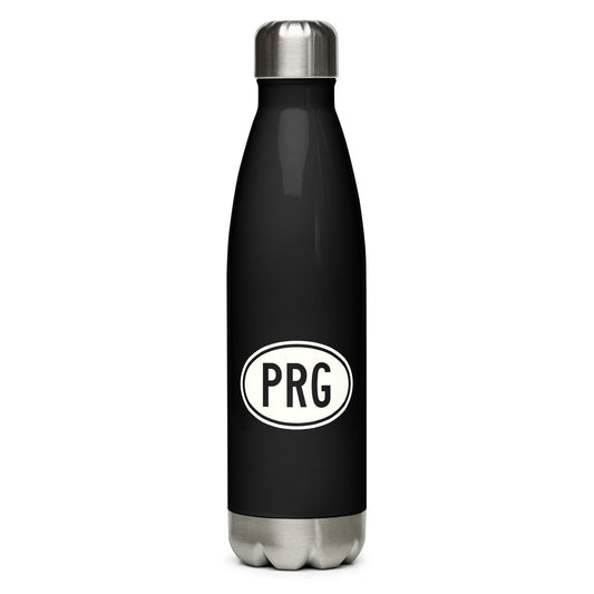 Unique Travel Gift Water Bottle - White Oval • PRG Prague • YHM Designs - Image 01
