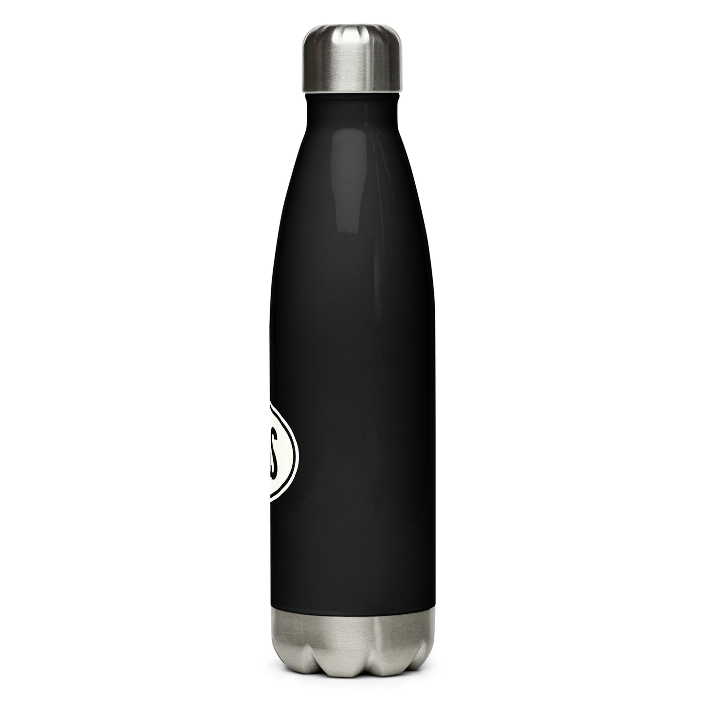 Unique Travel Gift Water Bottle - White Oval • LAS Las Vegas • YHM Designs - Image 06