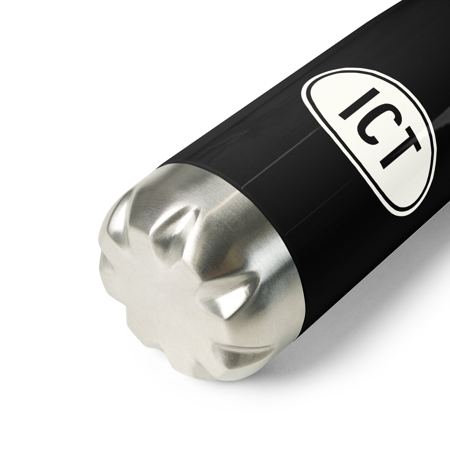 ICT Wichita Water Bottle • Black with Oval Car Sticker Design • YHM Designs - Image 03