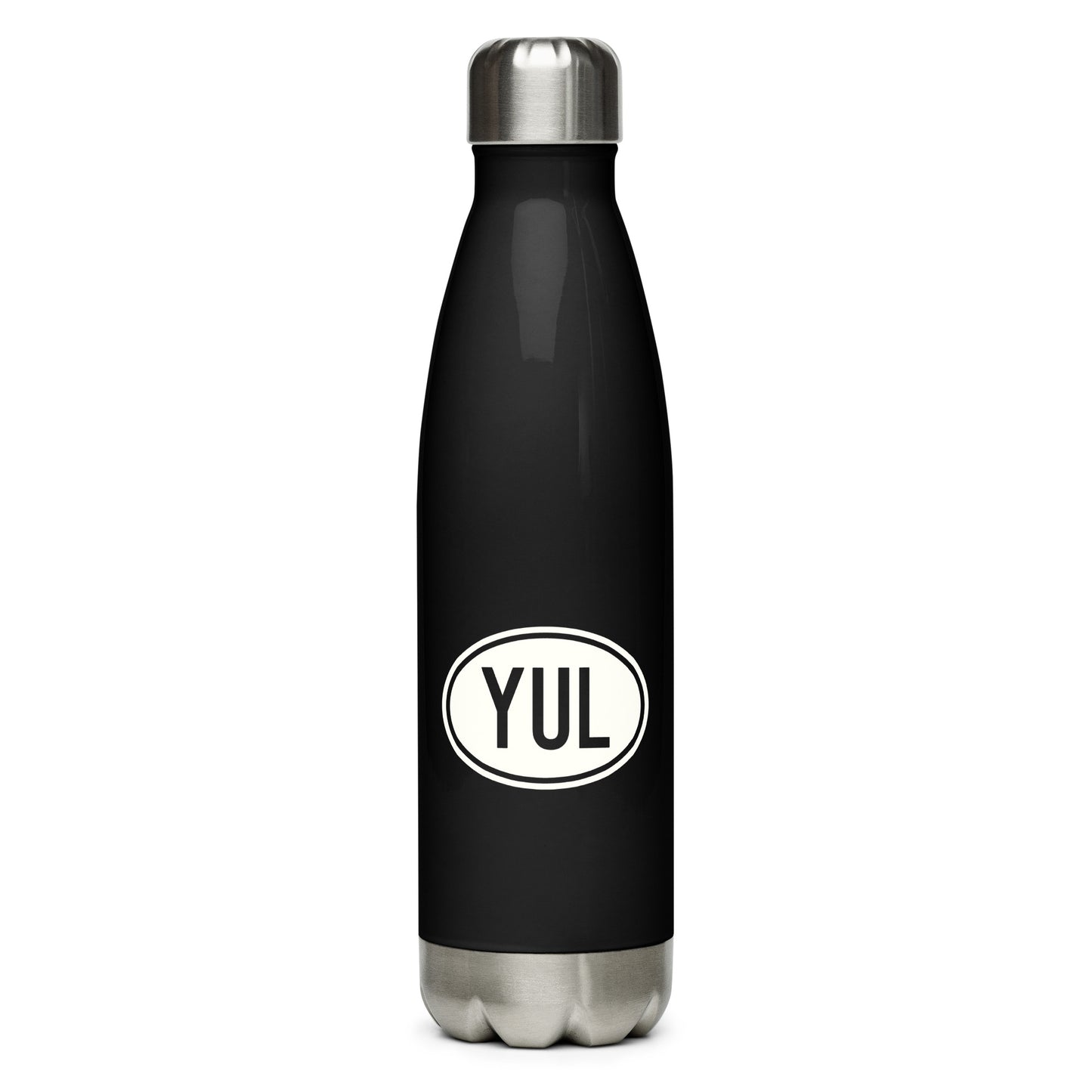 Unique Travel Gift Water Bottle - White Oval • YUL Montreal • YHM Designs - Image 01