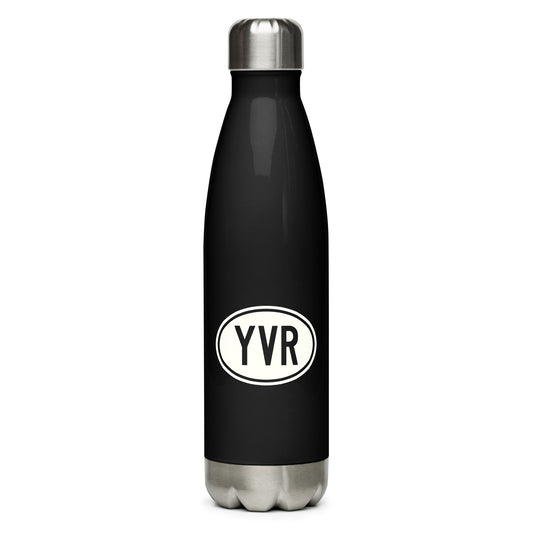 YVR Vancouver Water Bottle • Black with Oval Car Sticker Design • YHM Designs - Image 01