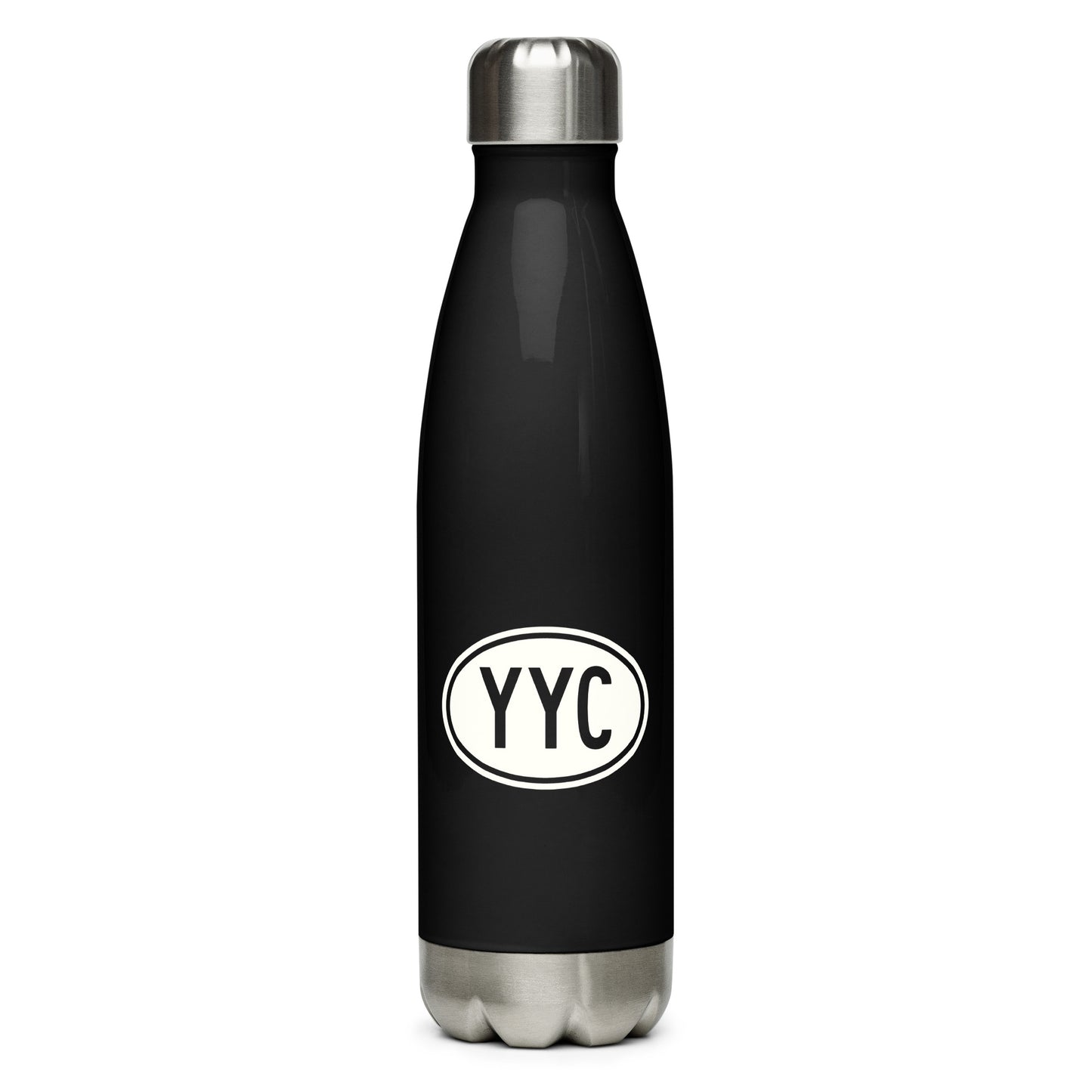 Unique Travel Gift Water Bottle - White Oval • YYC Calgary • YHM Designs - Image 01