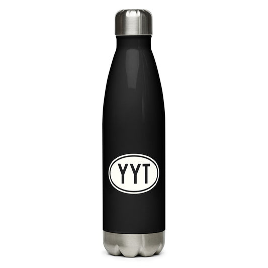 YYT St. John's Water Bottle • Black with Oval Car Sticker Design • YHM Designs - Image 01