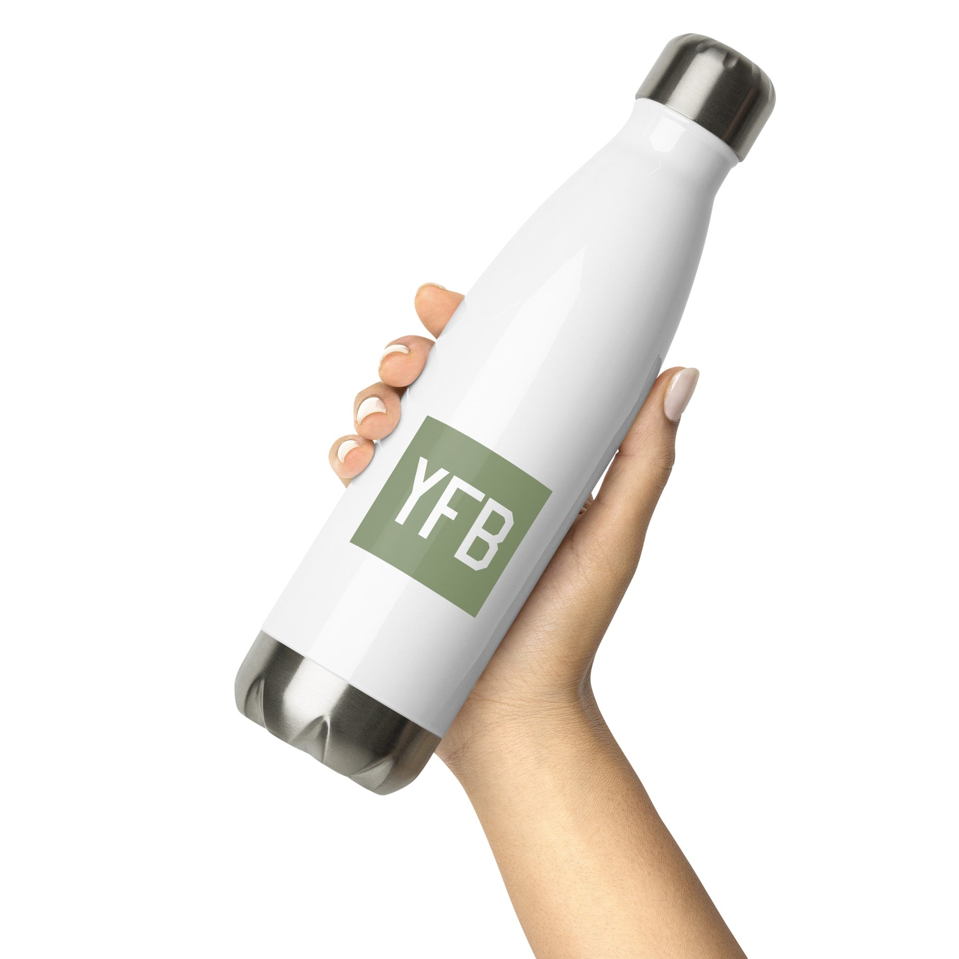 YFB Iqaluit Water Bottle • Air Force Lettering in Camouflage Green • YHM Designs - Image 04
