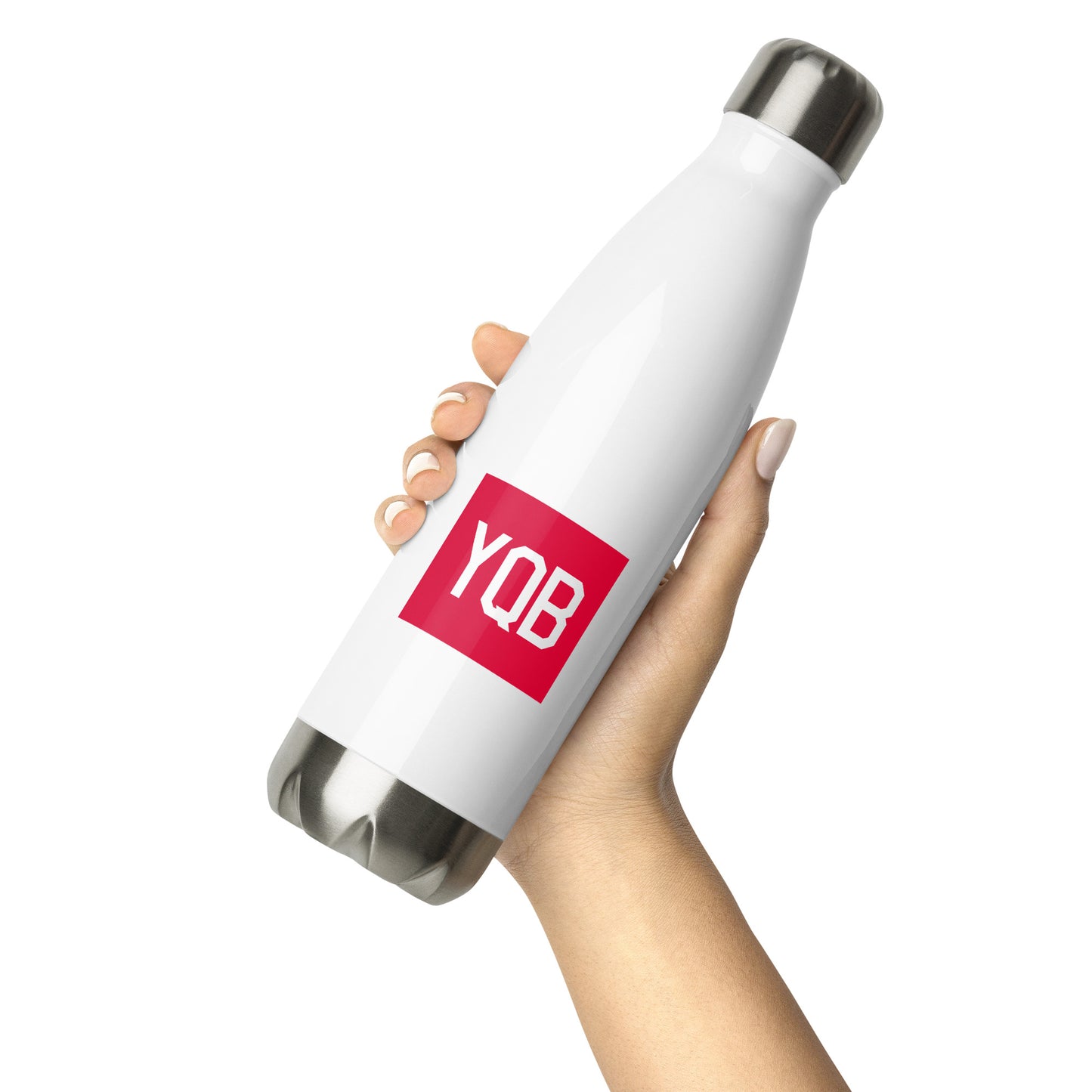 YQB Quebec City Water Bottle • Air Force Lettering in Crimson Red • YHM Designs - Image 04
