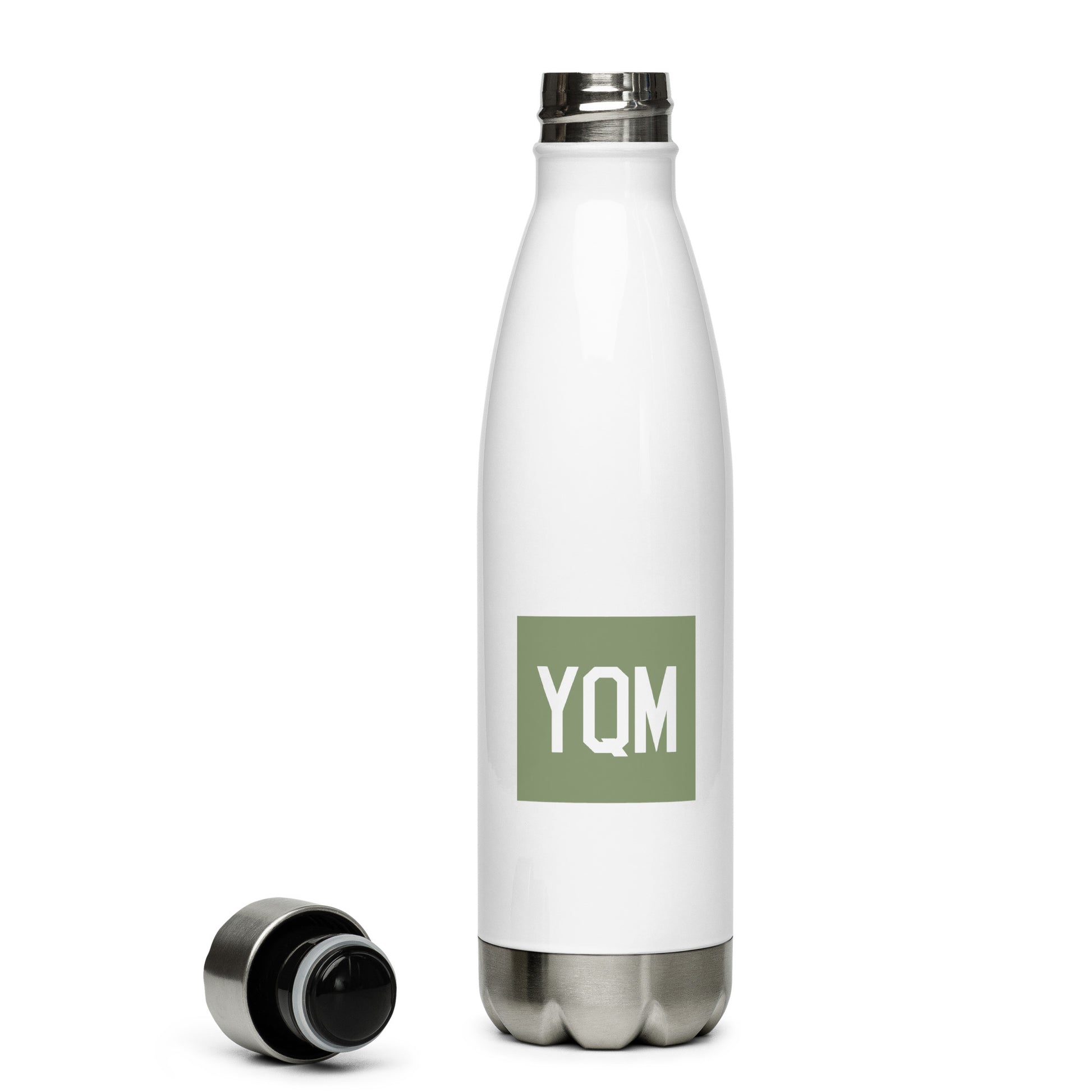 YQM Moncton Water Bottle • Air Force Lettering in Camouflage Green • YHM Designs - Image 06