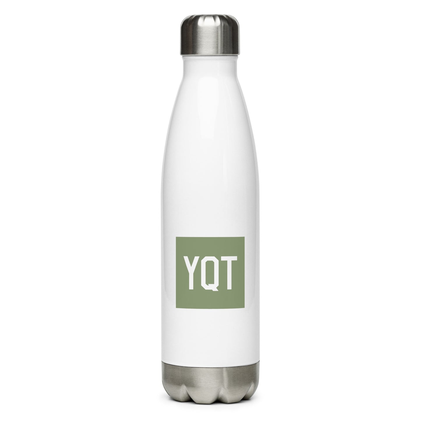 YQT Thunder Bay Water Bottle • Air Force Lettering in Camouflage Green • YHM Designs - Image 01