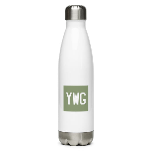 YWG Winnipeg Water Bottle • Air Force Lettering in Camouflage Green • YHM Designs - Image 01