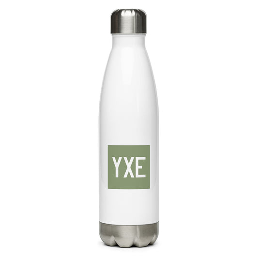 YXE Saskatoon Water Bottle • Air Force Lettering in Camouflage Green • YHM Designs - Image 01