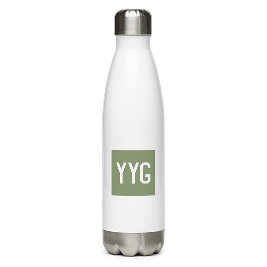 YYG Charlottetown Water Bottle • Air Force Lettering in Camouflage Green • YHM Designs - Image 01