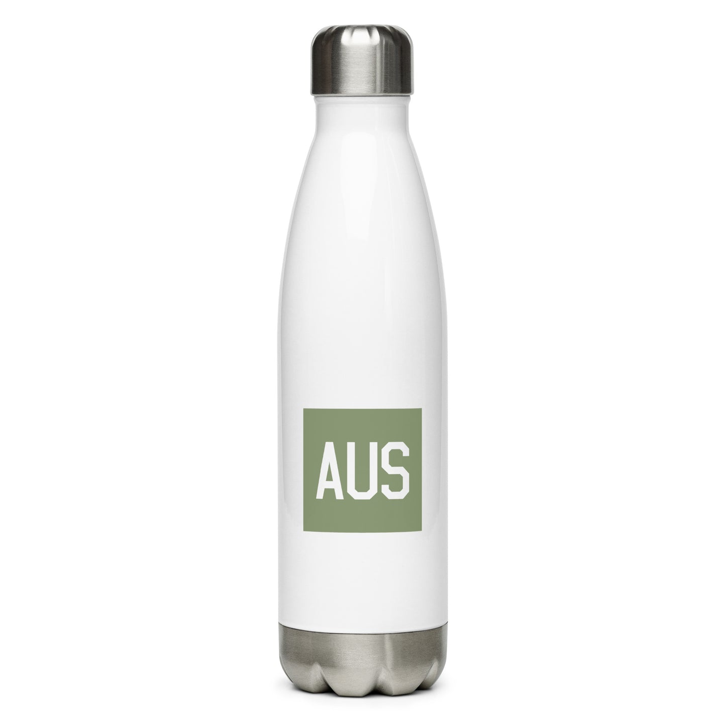Aviation Gift Water Bottle - Camo Green • AUS Austin • YHM Designs - Image 01