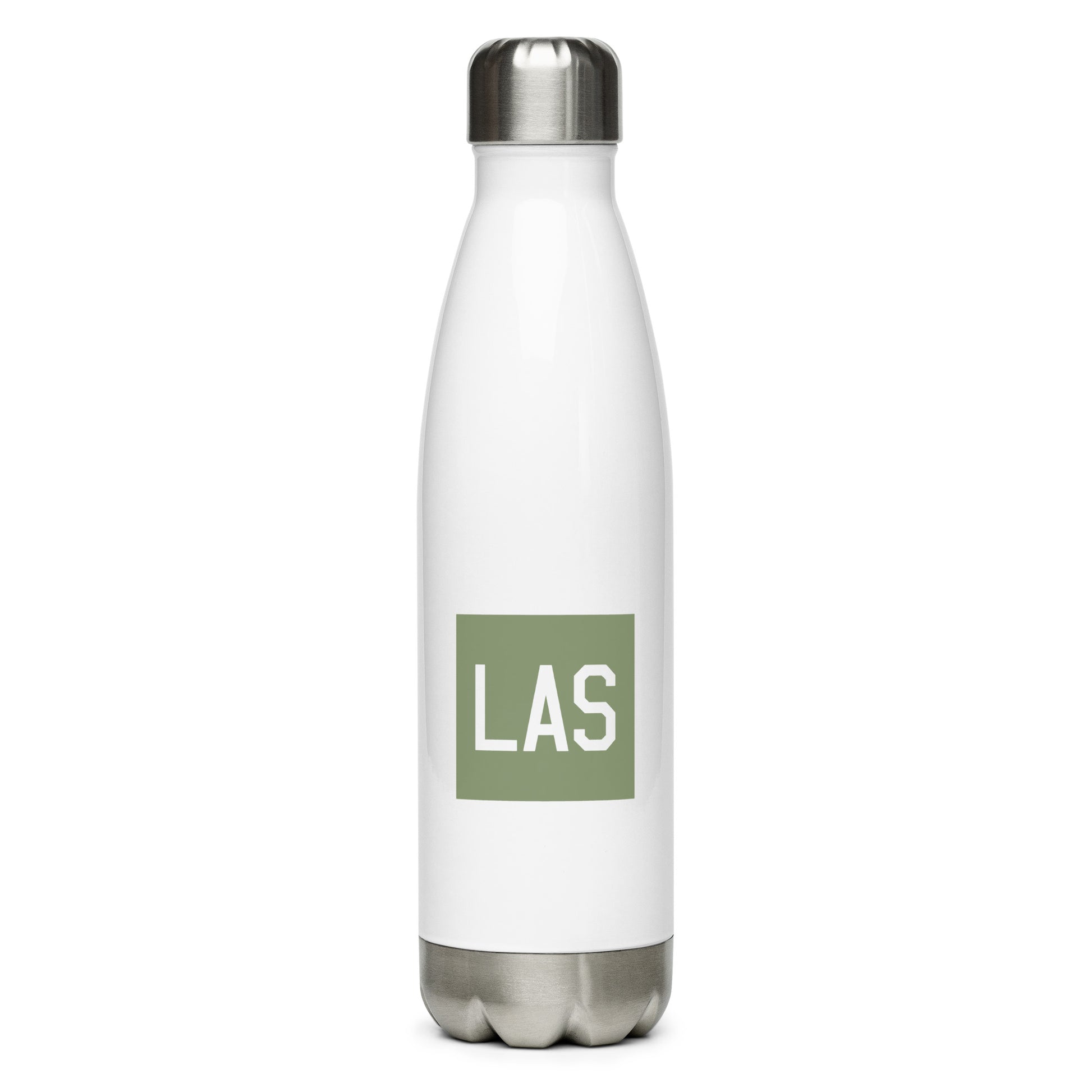 Aviation Gift Water Bottle - Camo Green • LAS Las Vegas • YHM Designs - Image 01