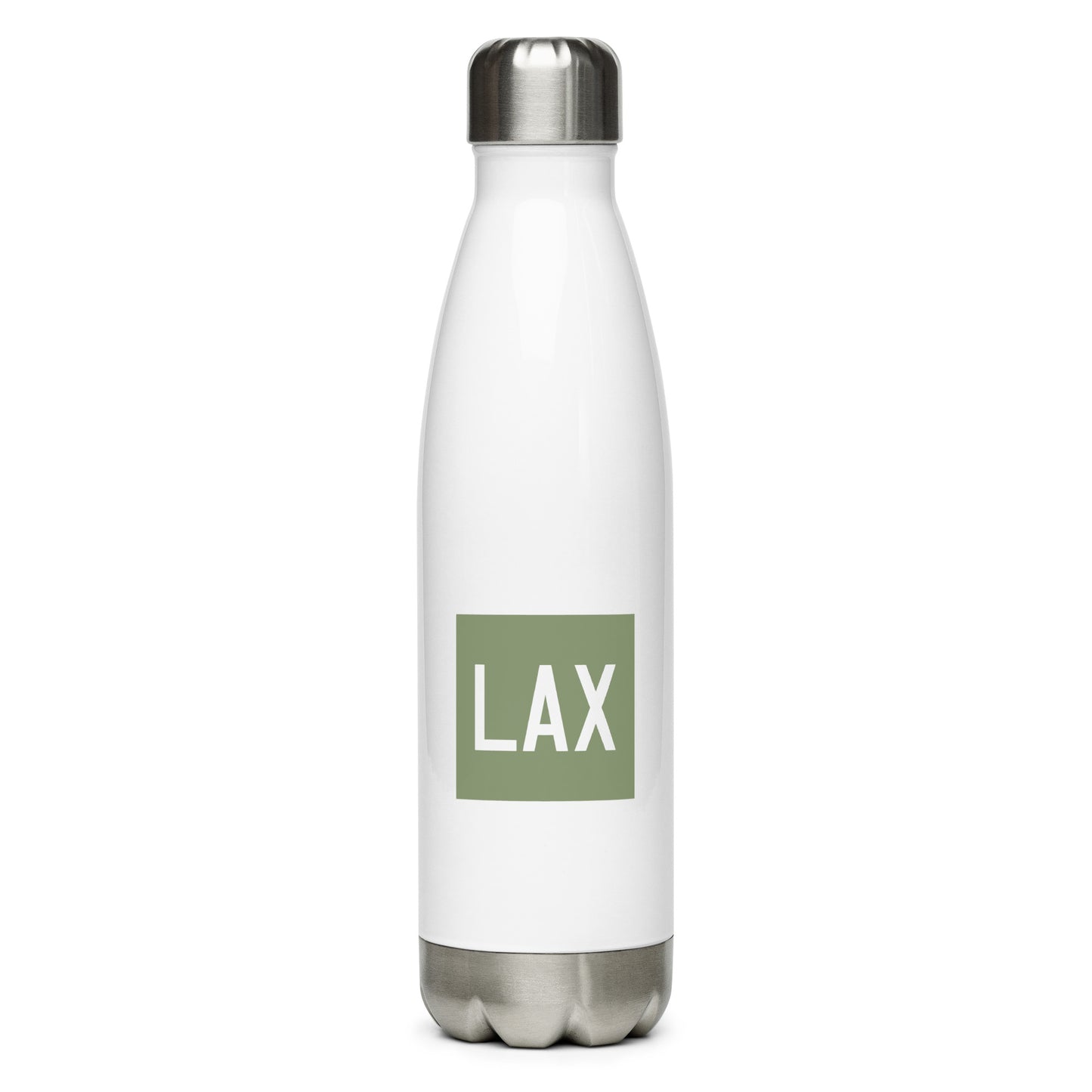 Aviation Gift Water Bottle - Camo Green • LAX Los Angeles • YHM Designs - Image 01
