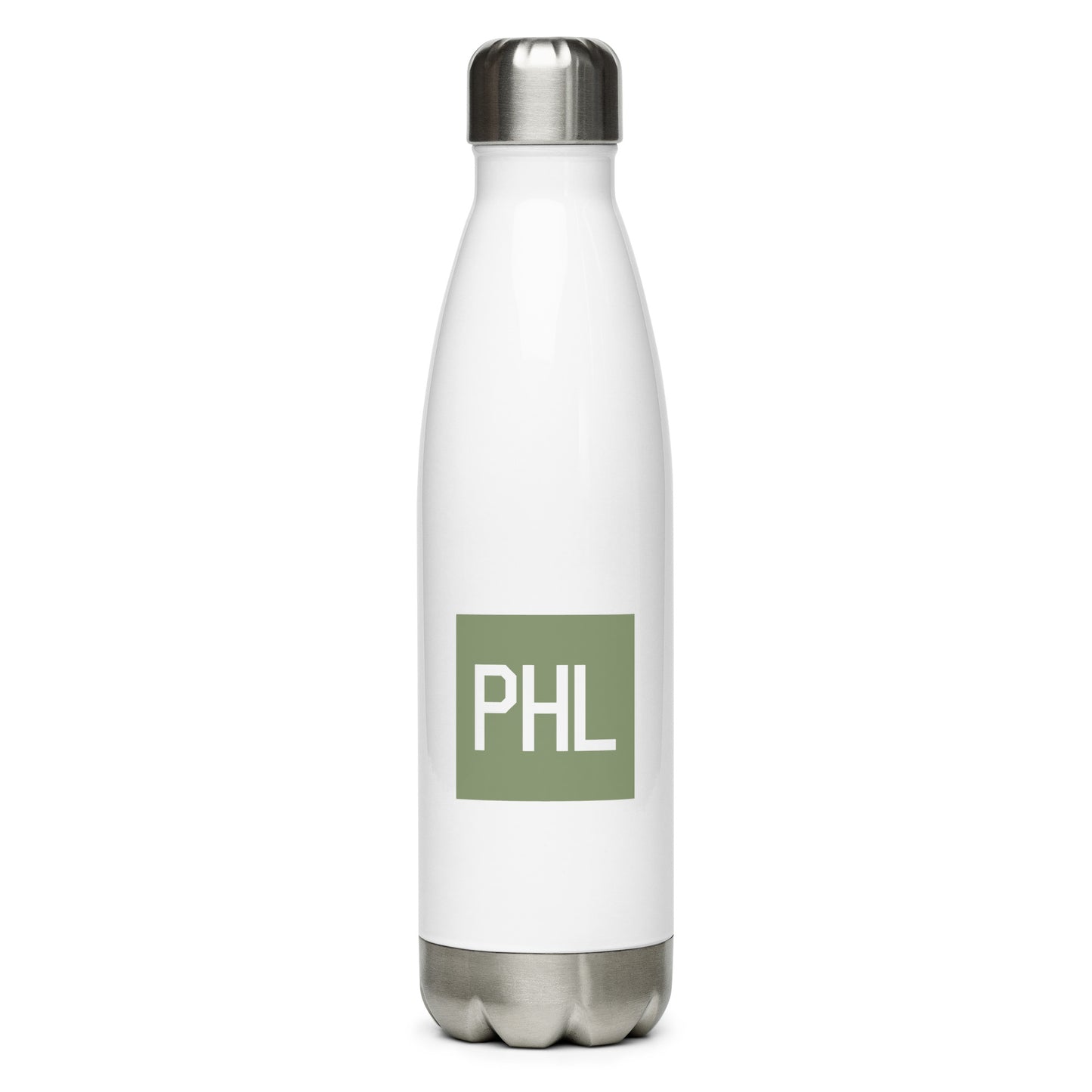 PHL Philadelphia Water Bottle • Air Force Lettering in Camouflage Green • YHM Designs - Image 01