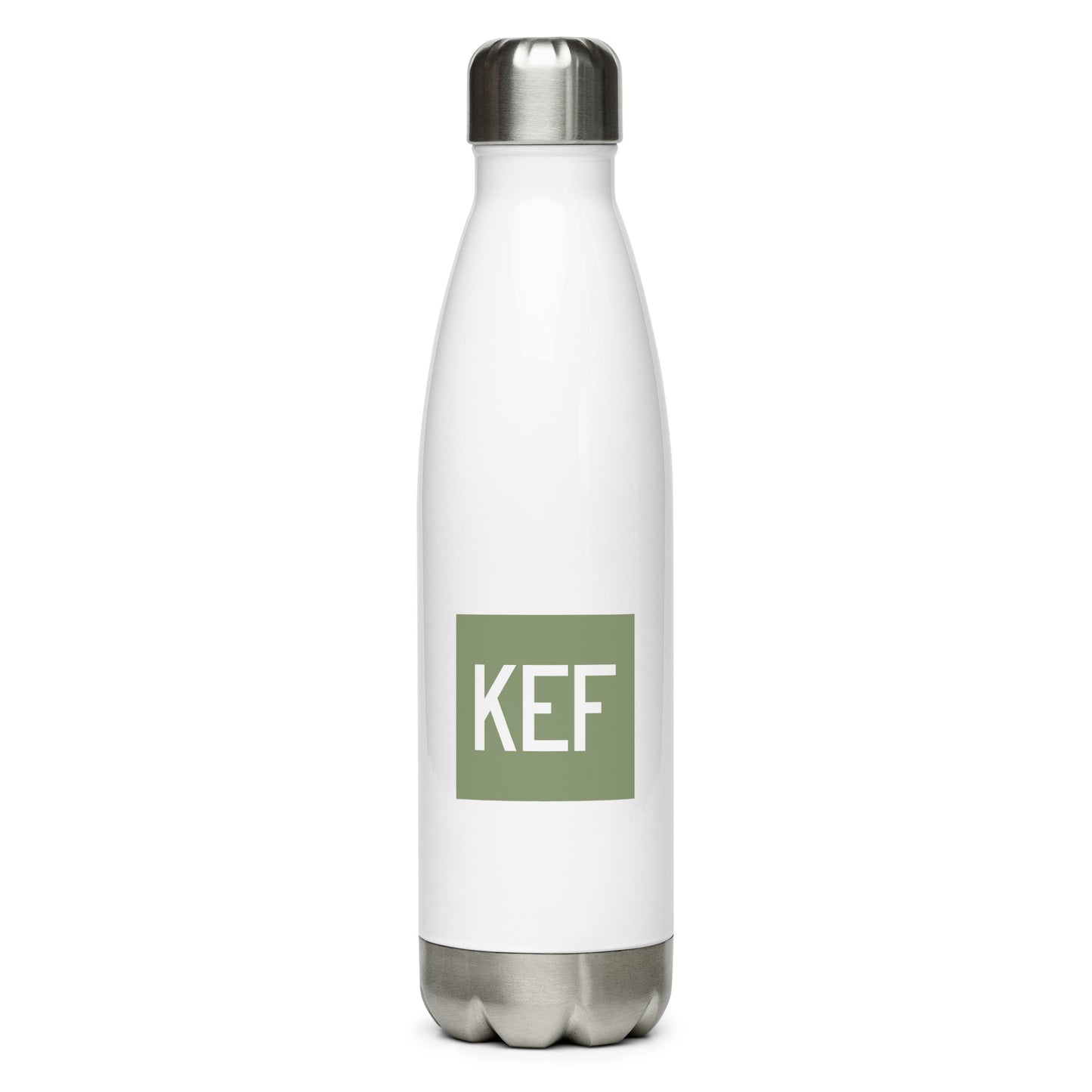 Aviation Gift Water Bottle - Camo Green • KEF Reykjavik • YHM Designs - Image 01