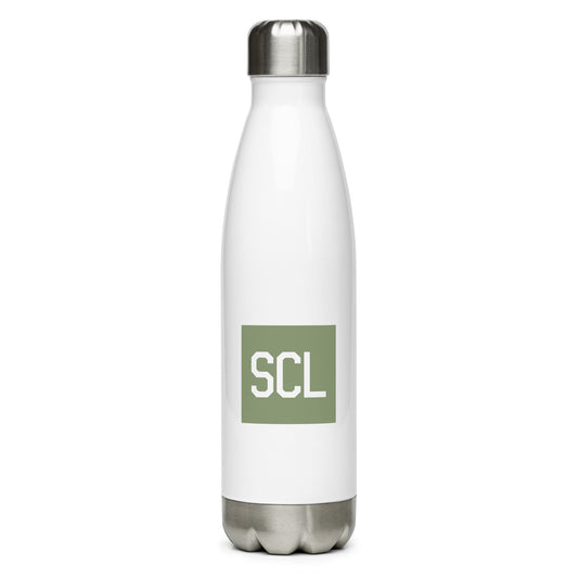 Aviation Gift Water Bottle - Camo Green • SCL Santiago • YHM Designs - Image 01