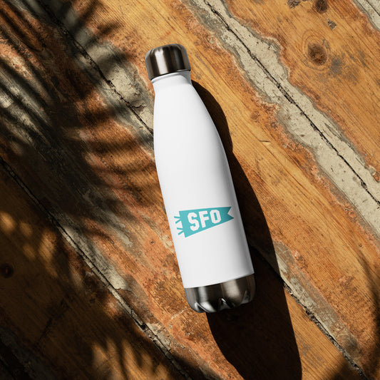 SFO San Francisco Water Bottle • Banner Design in Viking Blue • YHM Designs - Image 02