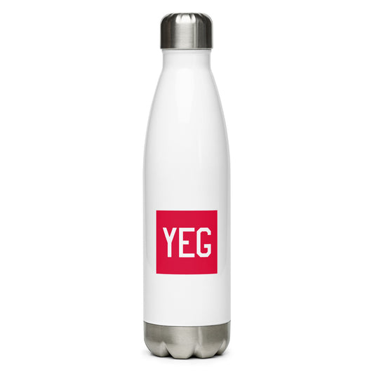 YEG Edmonton Water Bottle • Air Force Lettering in Crimson Red • YHM Designs - Image 01
