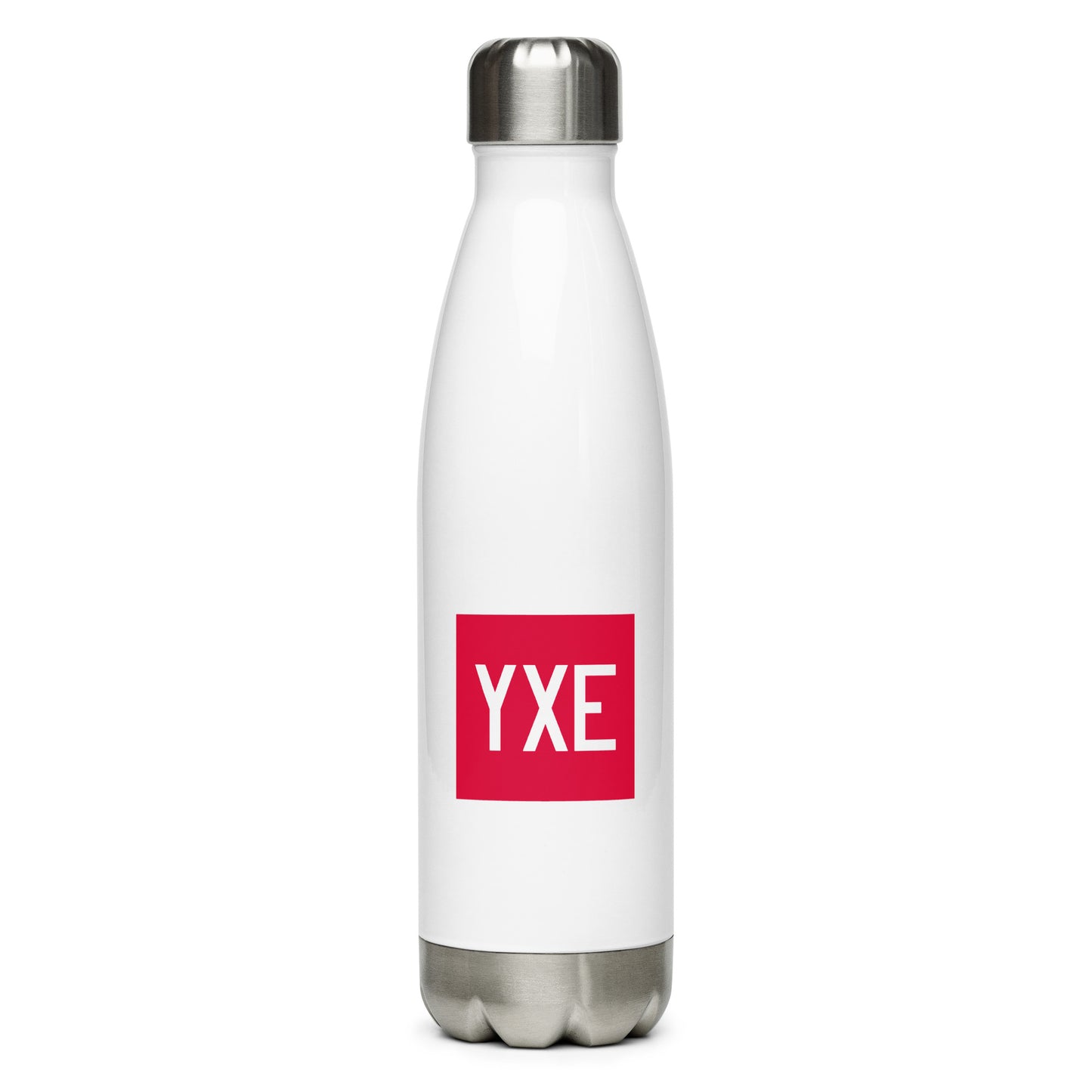 YXE Saskatoon Water Bottle • Air Force Lettering in Crimson Red • YHM Designs - Image 01