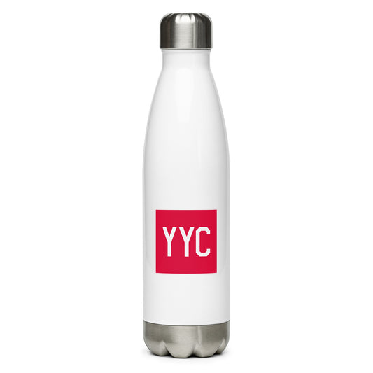 YYC Calgary Water Bottle • Air Force Lettering in Crimson Red • YHM Designs - Image 01