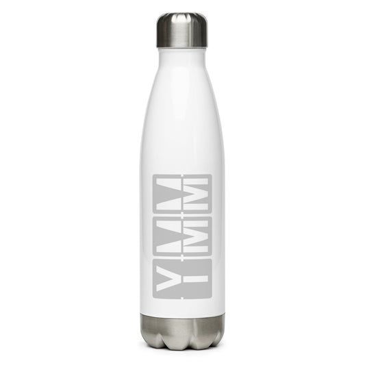 YMM Fort McMurray Water Bottle • Split-Flap Display Lettering in Grey • YHM Designs - Image 01