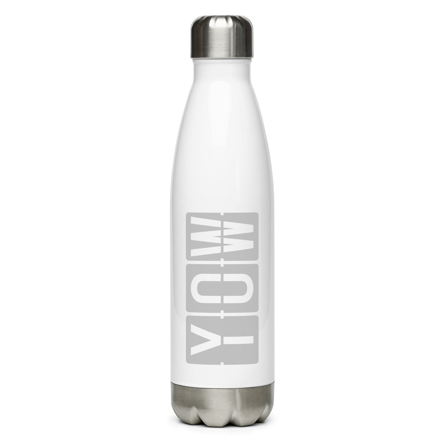 YOW Ottawa Water Bottle • Split-Flap Display Lettering in Grey • YHM Designs - Image 01