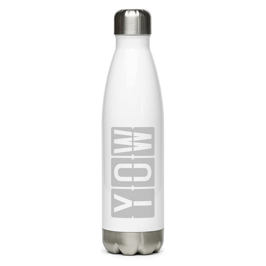 YOW Ottawa Water Bottle • Split-Flap Display Lettering in Grey • YHM Designs - Image 01