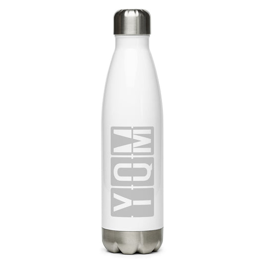 YQM Moncton Water Bottle • Split-Flap Display Lettering in Grey • YHM Designs - Image 01
