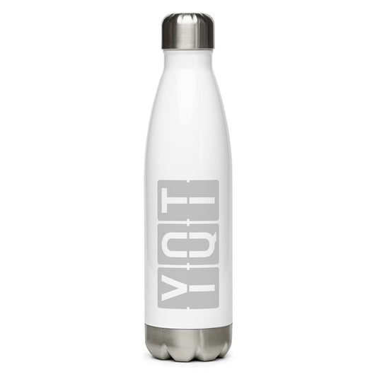 YQT Thunder Bay Water Bottle • Split-Flap Display Lettering in Grey • YHM Designs - Image 01