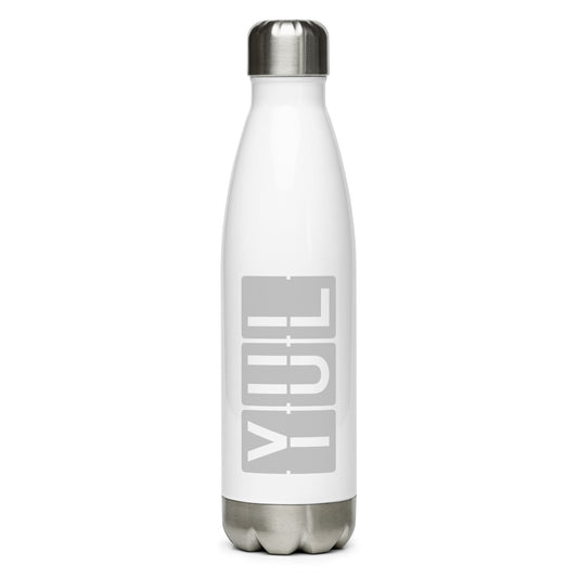 YUL Montreal Water Bottle • Split-Flap Display Lettering in Grey • YHM Designs - Image 01