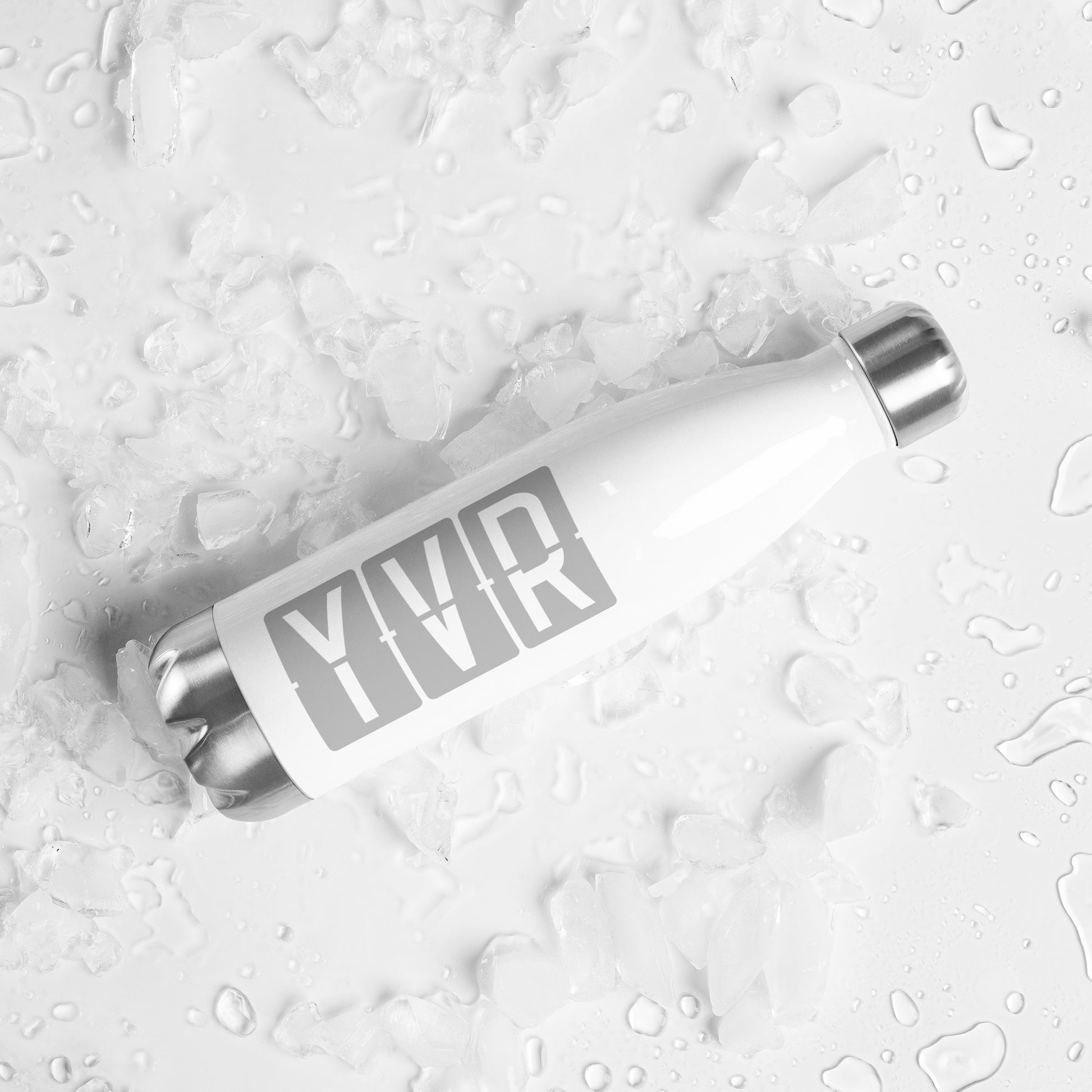YVR Vancouver Water Bottle • Split-Flap Display Lettering in Grey • YHM Designs - Image 05
