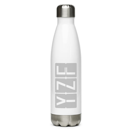 YZF Yellowknife Water Bottle • Split-Flap Display Lettering in Grey • YHM Designs - Image 01