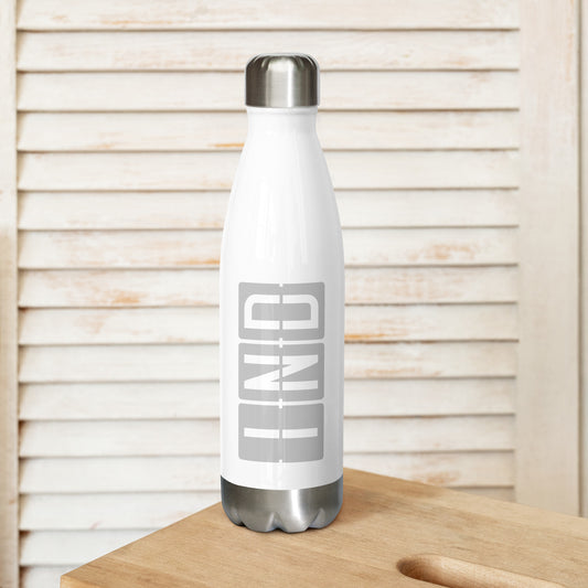 IND Indianapolis Water Bottle • Split-Flap Display Lettering in Grey • YHM Designs - Image 02