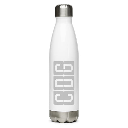 Aviation Avgeek Water Bottle - Grey • CDG Paris • YHM Designs - Image 01