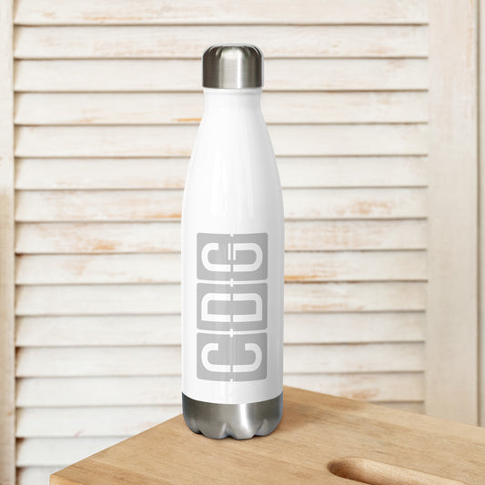 Aviation Avgeek Water Bottle - Grey • CDG Paris • YHM Designs - Image 02