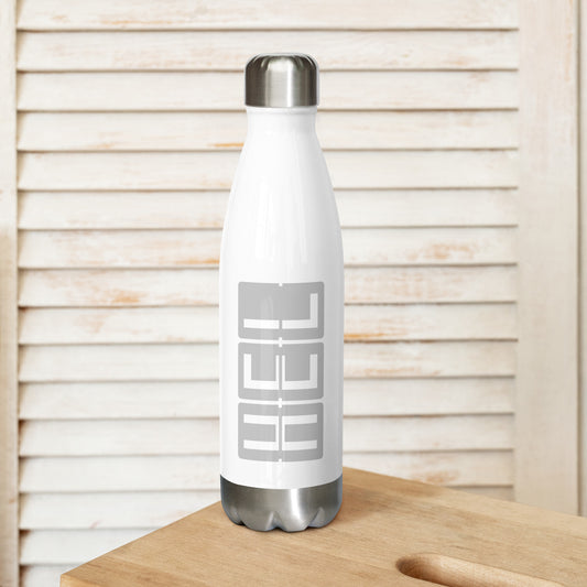 HEL Helsinki Water Bottle • Split-Flap Display Lettering in Grey • YHM Designs - Image 02