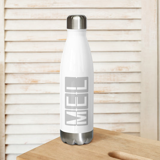 MEL Melbourne Water Bottle • Split-Flap Display Lettering in Grey • YHM Designs - Image 02