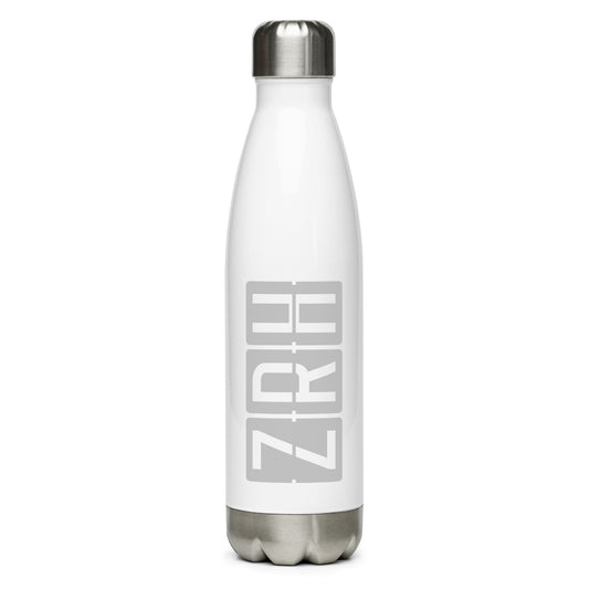 Aviation Avgeek Water Bottle - Grey • ZRH Zurich • YHM Designs - Image 01