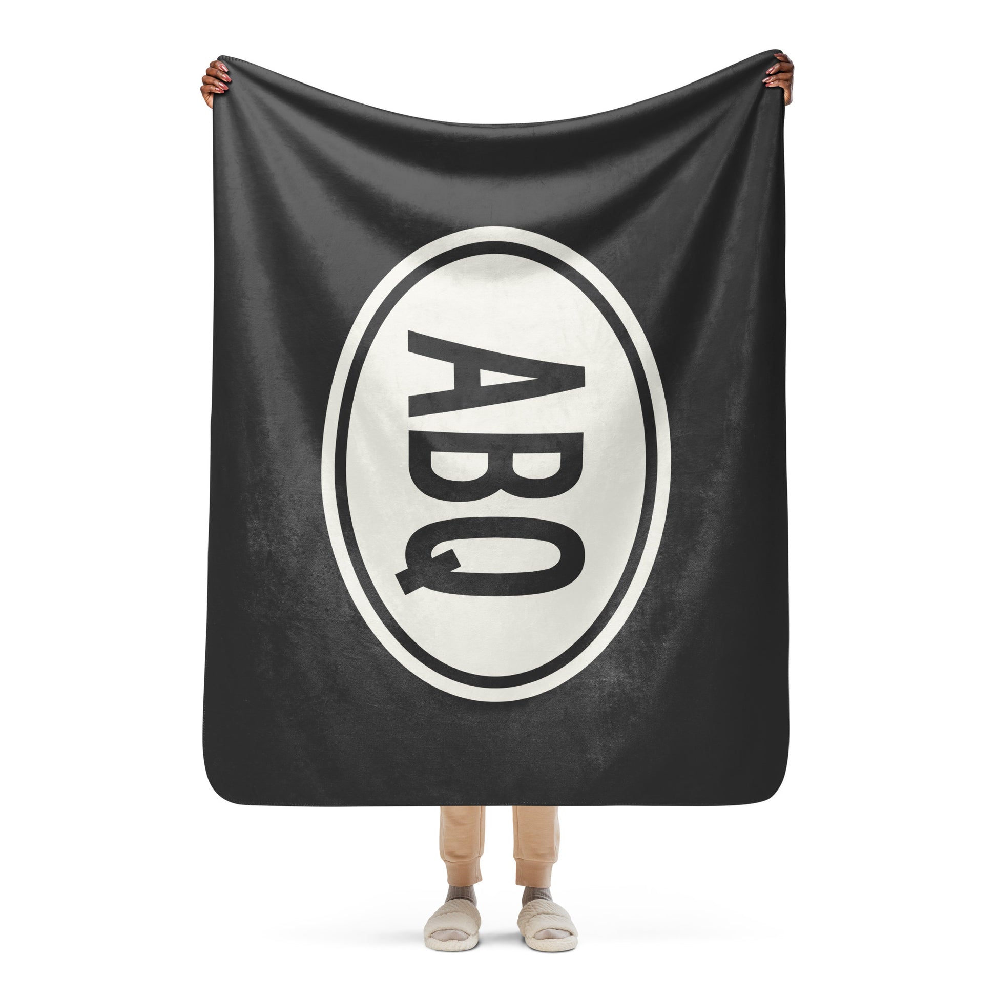 Unique Travel Gift Sherpa Blanket - White Oval • ABQ Albuquerque • YHM Designs - Image 03